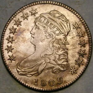 1809 �L���b�v �o�X�g XXX �G�b�W �V���o�[ �n�[�t�_���[ �A�s�[�� �g�j�� ���A *PCGS AU �ڍ�*