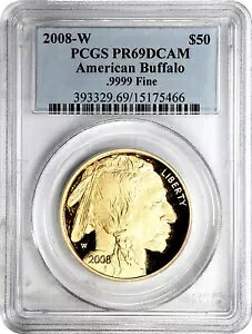 $50 �A�����J�� �S�[���h �o�b�t�@���[ 2008-W PCGS PR-69 DCAM �~���e�[�W 18,863 �E�G�X�g �|�C���g