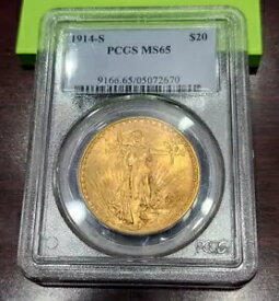 1914-S St Gaudens $20 ゴールド - MS65 - PCGS - このグレードでは厳しい