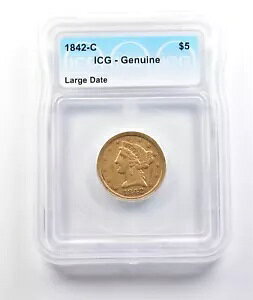 1842-C $5 ���o�e�B �w�b�h �S�[���h �n�[�t �C�[�O�� ���[�W �f�C�g ���K�i ICG *5586