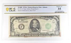 1934 A $1000 �A�g�����^ GA FRN Fr#2212-F Choice VF 35 PCGS *4721