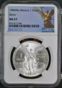 :1984-Mo 1-ONCE MEXICO LIBERTAD WINGED-VICTORY SUPERB NGC MS 67 HIGH GRADES R3