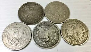 1879S 1884 1885O 1886O & 1901O 5 Circ Morgan Dollars ̃bgAPix Mixed Lot Q