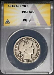 �L�[�f�[�g 1915 50c �V���o�[ �o�[�o�[ �n�[�t�_���[ VG 8 ANACS # 7577337 + �{�[�i�X