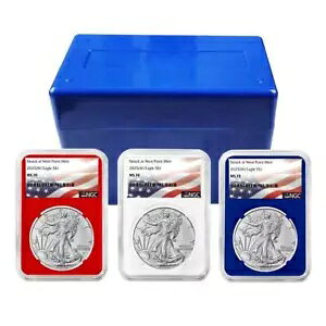 �v���Z�[�� - 2025 (W) $1 �A�����J�� �V���o�[ �C�[�O�� 3 �Z�b�g NGC MS70 �t���b�O ���x�� ���b�h W...