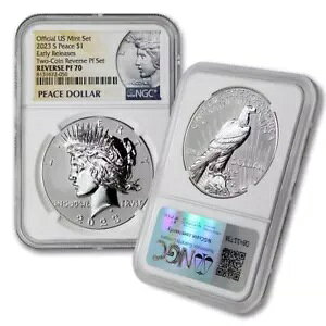 2023-S $1 1 �I���X �V���o�[ �s�[�X �_���[ NGC Rev PF70 ER ���o�[�X �v���[�t .999 �R�C��