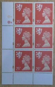 1995年スコットランド25ペンスサーモンピンクOFNP(C)/PVAlシリンダーQ9 Q9 A(r)楕円シリンダーブロック