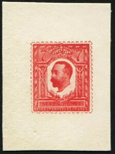 1911年 7ペンス ヘッシェル・エッセイ(小型)白紙にカーマインレッドのプルーフ。Fr...