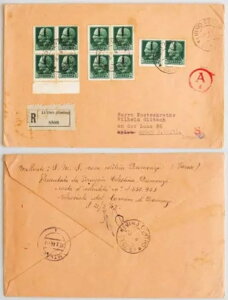 �C�^���A 1944 ���A Repubblica Sociale Italiana RSI Reg-Cover LUINO to �i�`�X �h�C�c