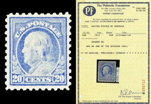 XRbg 438 1914 20Zg tN p[tFNg 10 ~g VF OG LH Lbg $200 PF CERTt