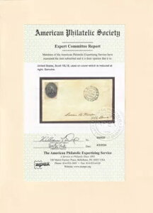15L18 Blood's Penny Post Philadelphia - 1859 �N�Ɏg�p���ꂽ���K�i�AAPEX CERT �t���J�o�[�t���B