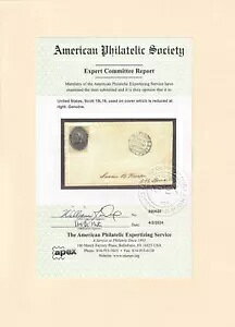 15L18 Blood's Penny Post Philadelphia - 1859 �N�Ɏg�p���ꂽ���K�i�AAPEX CERT �t���J�o�[�t���B