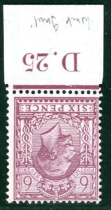 GB KGV �X�^���v SG426wi 6d �p�[�v�� INVERTED WMK (1925) �R���g���[�� *D.25* �~���g LMM YOR44