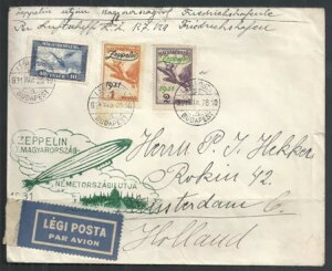 ハンガリーが 1931 年ツェッペリンカバー Sieger 103c ブダペストからアムステルダムまでカバー