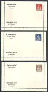 �X�C�X�� 1907 �N���J�o�[ 3 �v���C�x�[�g Kartenbriefe Gebr?der Roth �͔h������Ȃ�����