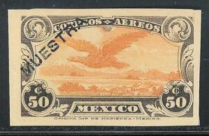 uan61 メキシコ 1922 サナブリア # 12、カラー プルーフ/エッセイ、ovpt。ミネソタ州ムエストラ