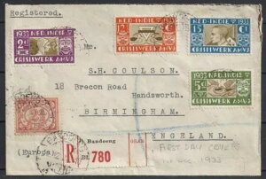 �I�����_�̃C���h 1933 NVPH 182-185 R-FDCcover ��!