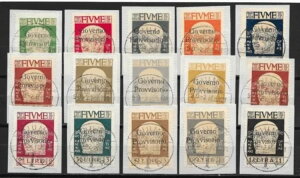 フィウメ切手 1921 MI 114-128 断片 FDCcancels 署名 Krebs VF