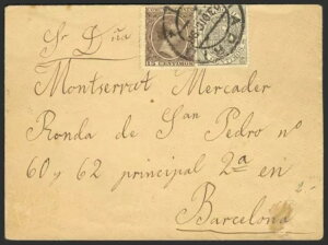 その他のセクション。税金。表紙219、Fis 18。1898年。10セント(Movil)、15セント(Madrid)