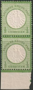 ドイツ 1872 Sc 15ペア MNH** BPP証明書とミシン目の種類付き
