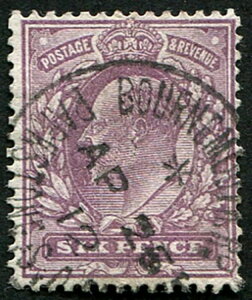 6d SG 297 iAuPALE DULL LILACv(F) VFUANȁuBournemouth.1912vCDSBPr...