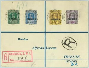BK0407 - バーブーダ - 郵便史 - 1924年イタリア登録カバー