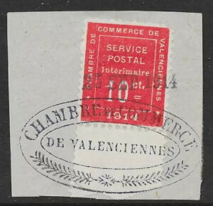 �t�����X�ACANC VF �̒f�Ђ� 1914 YV Timbre de Guerre 1 ������