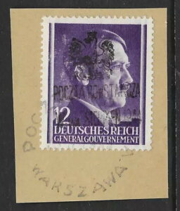 ポーランド切手 1944年 ワルシャワ反乱 MI II 署名 ストロフ断片 CANC VF