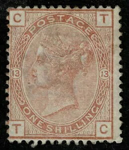 1881 1/- �I�����W�u���E�� Pl 13 TC SG 163 �y���}�E���g���ꂽ�~���g�J�^���O�B?875.00