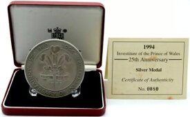 メダル コイン シルバー 叙任式 プリンスウェールズ 25 周年記念 1994年 ボックス COA