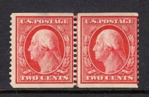 U.S. SC.#353 1909 2c PERF 12 DL WMKD HORIZ COIL LINE PAIR-MINT W/CERT-CAT. $750�B