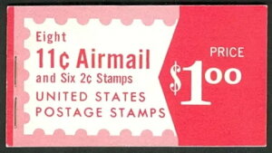 US #BKC22 1.00ドルの航空便用コンビネーションブックレット、各パネルが切り取られていない