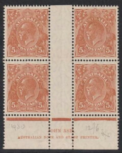 ACSC 126Az - 1930�N �I�[�X�g�����A �A�b�V�� �A�� �� 4 x 5d �I�����W�u���E�� KGV �؎� MLH -O30