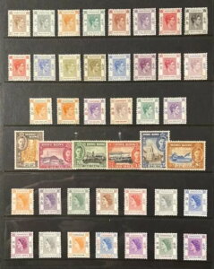 KGVI-QEII 香港セットのページ 1938 SG140-162、1941 163-168、1954 178-191 MH