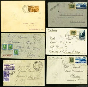 イタリア植民地の希少な商業・航空切手カバー19枚セット