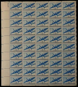 米国切手、航空郵便、MNH、F/VF、VF、フルシート、スコット番号 C25、C26、C29、C30。