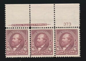 US 282 6c �K�[�t�B�[���h�~���g �g�b�v�v���[�g #373 �X�g���b�v 3 F-VF OG NH SCV $475 (002)