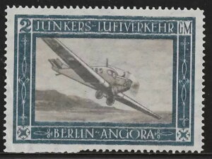 �h�C�c�鍑�؎� 1912 MI Halbamtliche Flugpostmarken 12 BERLIN-ANGORA F/VF
