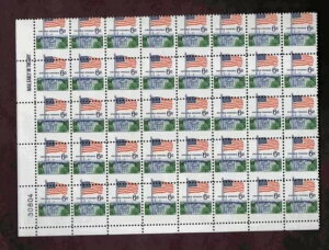 EFO-スコット 1338 6セント旗の不完全なエラープレートとメールの早期ブロック-部分シートMNH