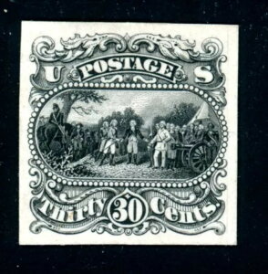 USA スコット 121-E1h、30セント アイボリーカードの黒ダイエッセイ(SCV $1000)