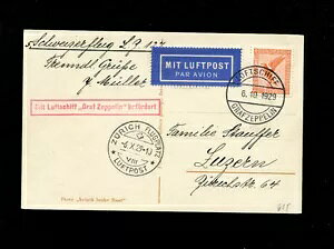 ツェッペリン ジーガー 40B 1929年 スイス航空 ボードポスト ゼップカードの乗客用メール