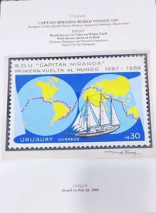 ウルグアイ ミランダ船長の世界航海 1988年 手描き船