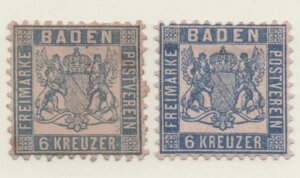 �h�C�c �o�[�f�� 1862 Mi 19 SC 22 SG 30/31 6Kr �h�C�c���B 3�̈قȂ�F���� MH