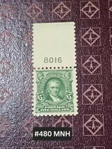 �č��X�R�b�g #480 �W�����E�}�[�V���� $5.00 MNH �؎�i�i���o�[�v���[�g�t���j