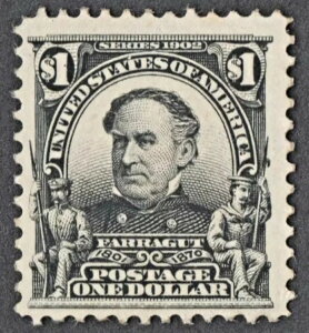 US Sc# 311 *MINT OG H* { -VF- $1.00 FARRAGUT } SCARCE PERF 12 FROM 1903 CV$ 600