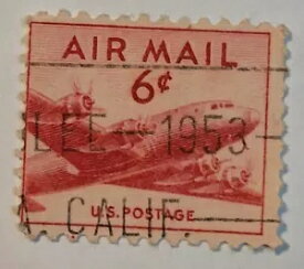 米国の郵便料金 ~ 航空便 ~ 赤色6セント切手 ~ 消印/郵送済み ~ 1930年頃