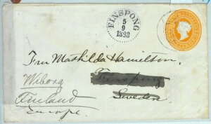 BK0297 - インド - 郵便史 - 1898年にフィンランドに送られたスウェーデン宛の便箋