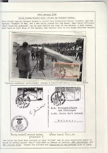 ドイツ製。1934年製ツッカー・ロケット・メールPPC(切手と署名入り)。非常に希少。