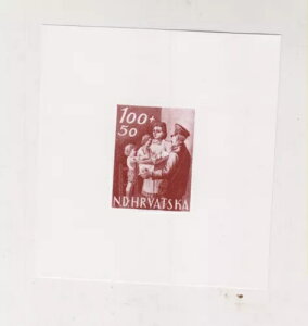 クロアチア第二次世界大戦、光沢のある段ボール紙の偽造シートの郵便切手