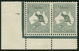 �I�[�X�g�����A - 1913 ROO 1st Wmk 2d �O���[ ���W���[ �o���G�e�B �y�A MLH SG3 Cv$550 [A9158]